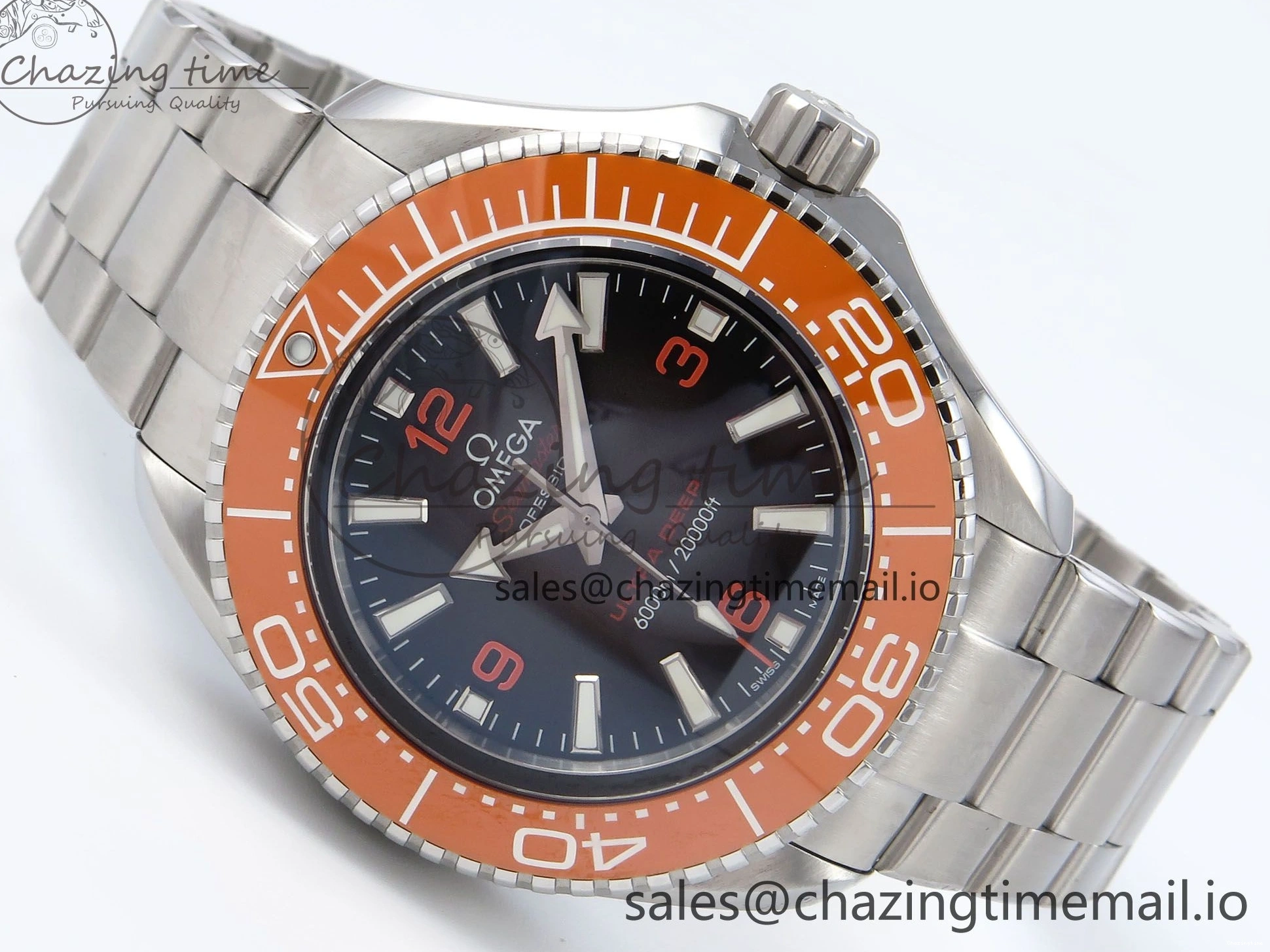 0408 Seamaster 6000M Ultra Deep SS VRF 1:1 Best Edition Gray Dial Orange Bezel on SS Bracelet A8912 Super Clone NewStyle 7687